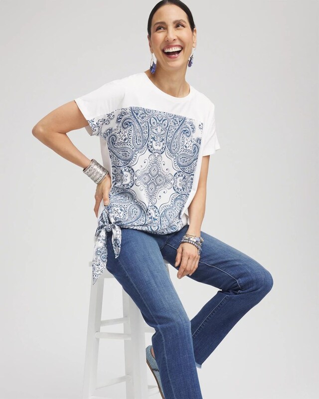 Handkerchief Side-Tie Front Tee - image 2